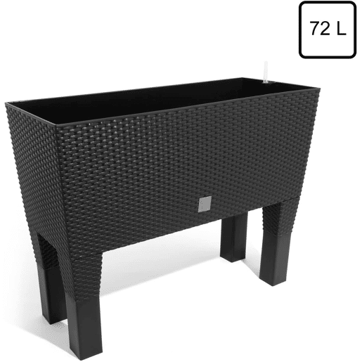 Plantador Rato de 72 litros com sistema de rega em cor antracite 80 x 33 x 65 cm com pés