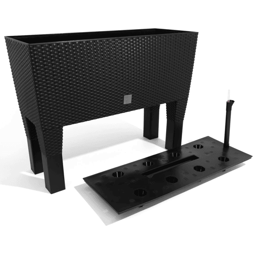 Plantador Rato de 72 litros com sistema de rega em cor antracite 80 x 33 x 65 cm com pés