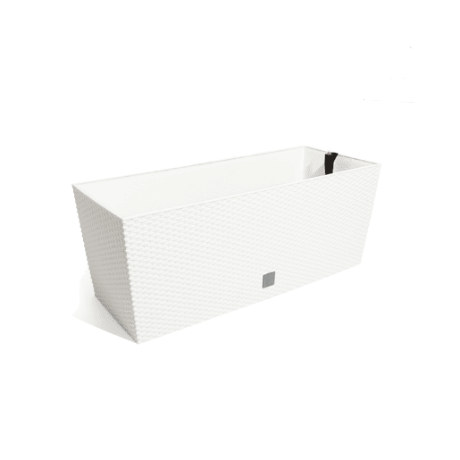 Vaso rectangular de 72 litros com rega automática de cor branca 80 x 33 x 32 cm