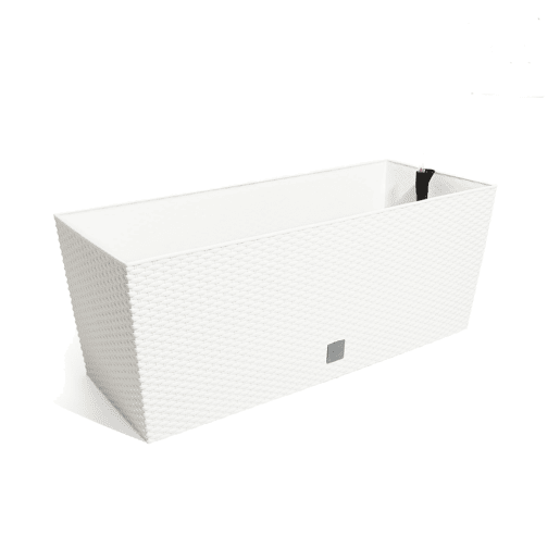 Vaso rectangular de 72 litros com rega automática de cor branca 80 x 33 x 32 cm