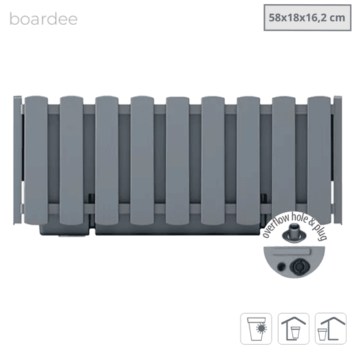 Boardee Fencycase Balcónera, Dimensões (MM) 580x180x162, Stone Grey