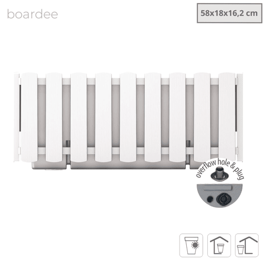 Boardee Fencycase Balcónera, Dimensões (mm) 580x180x162, cor branca