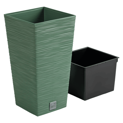 Pote verde da terra, com depósito, coleção de furu, 20 x 20 x 38 cm, capacidade de 5 L. Pote verde da terra, com depósito, coleção de furu, 20 x 20 x 38 cm, capacidade de 5 L.