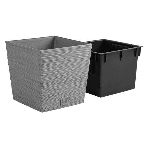 Cimento macetero, com depósito, coleção FURU, 29,5 x 29,5 x 29 cm, capacidade de 14 L. Cimento macetero, com depósito, coleção FURU, 29,5 x 29,5 x 29 cm, capacidade de 14 L.