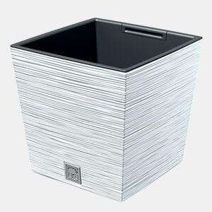 Macotero branco, com depósito, coleção FURU, 29,5 x 29,5 x 29 cm, capacidade de 14 L.