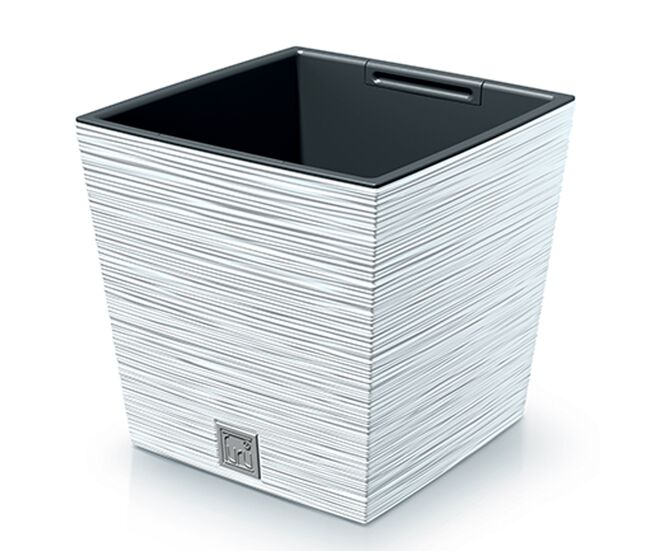 Macetero color blanco, con depósito, colección furu, de 29,5 x 29,5 x 29 cm, capacidad de 14 l.