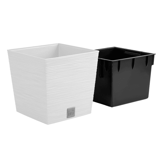 Macotero branco, com depósito, coleção FURU, 29,5 x 29,5 x 29 cm, capacidade de 14 L. Macotero branco, com depósito, coleção FURU, 29,5 x 29,5 x 29 cm, capacidade de 14 L.