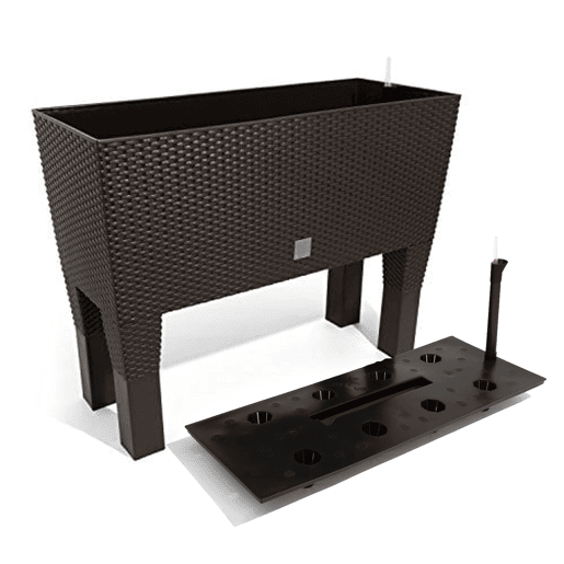 Plantador com pernas mod. rato jh 600. com sistema de rega automático 60x25x46cm. chocolate