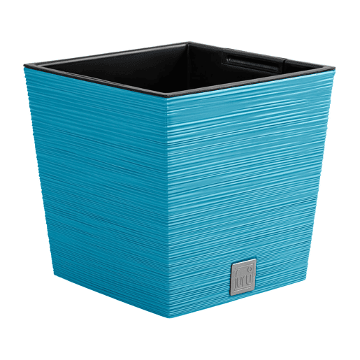 Macotero azul escandinavo, com depósito, coleção FURU, 24 x 24 x 23,5 cm, capacidade de 7,5 L.