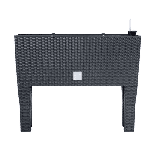 Vaso alto rectangular de 30 litros com rega automática cor antracite 60 x 25 x 46 cm com pés