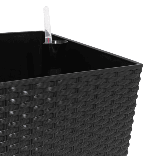 Vaso alto rectangular de 30 litros com rega automática cor antracite 60 x 25 x 46 cm com pés