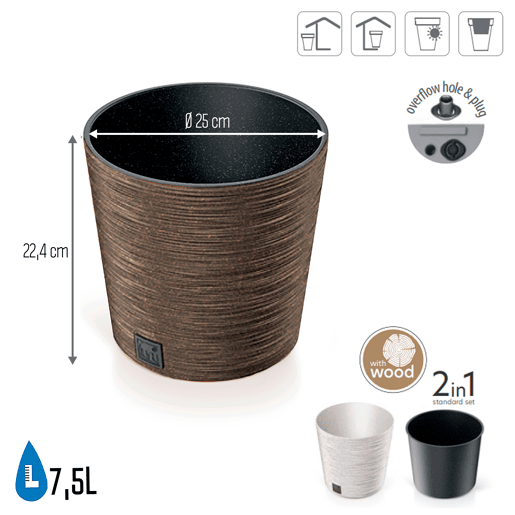 MacEtero Brown, com depósito, coleta de 25 x 25 x 22,4 cm, capacidade de 7,5 L.