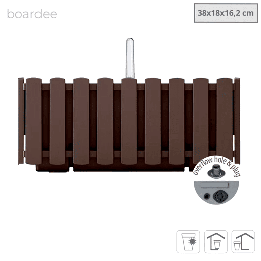 Plantador de varanda BOARDEE FENCYCASE W, dimensões (mm) 380x180x162, cor castanho
