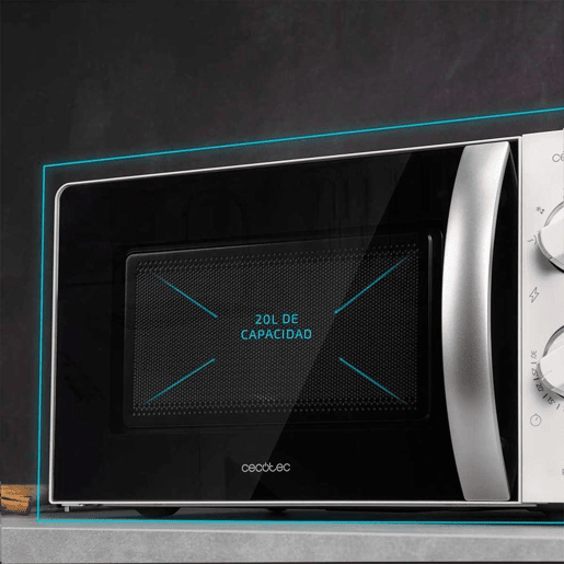 Cecotec Micro-ondas de 20 l de capacidade, função Grill, 6 níveis de potência, temporizador e seletores mecânicos. Cecotec Micro-ondas de 20 l de capacidade, função Grill, 6 níveis de potência, temporizador e seletores mecânicos.
