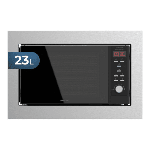 Cecotec Micro-ondas encastre digital de 23 litros de capacidade com grill, 900 W de potência e 9 funções prédefinidas.