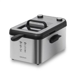 Cecotec Fritadeira de 3 litros de capacidade e 2400 W com filtro para a limpeza do óleo e tigela de aço.