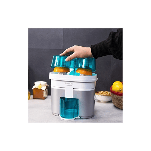Cecotec Espremedor elétrico de 90 W, com cabeça dupla e cortador integrado para espremer e cortar duas metades de laranja de uma vez. Cecotec Espremedor elétrico de 90 W, com cabeça dupla e cortador integrado para espremer e cortar duas metades de laranja de uma vez.