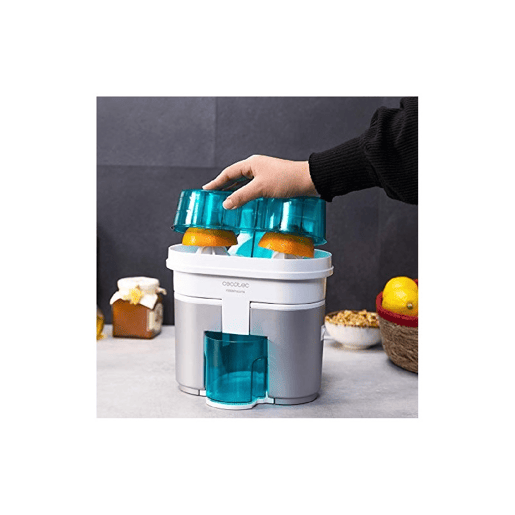 Cecotec Espremedor elétrico de 90 W, com cabeça dupla e cortador integrado para espremer e cortar duas metades de laranja de uma vez. Cecotec Espremedor elétrico de 90 W, com cabeça dupla e cortador integrado para espremer e cortar duas metades de laranja de uma vez.