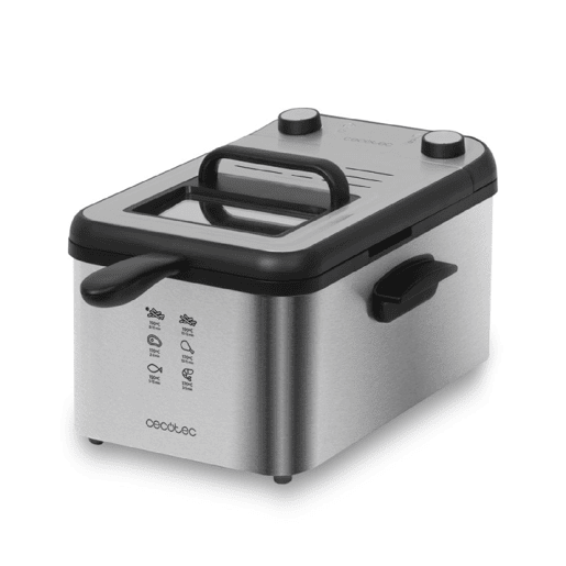 Cecotec Fritadeira de 3 litros de capacidade e 2400 W com filtro para a limpeza do óleo. Cecotec Fritadeira de 3 litros de capacidade e 2400 W com filtro para a limpeza do óleo.