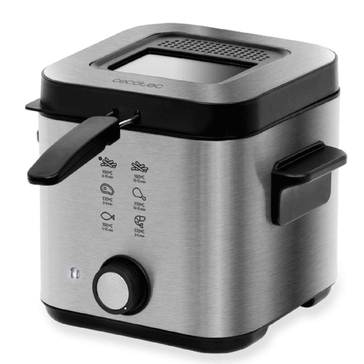 Cecotec Fritadeira de 1,5 litros de capacidade e 900 W com filtro para a limpeza do óleo. Cecotec Fritadeira de 1,5 litros de capacidade e 900 W com filtro para a limpeza do óleo.