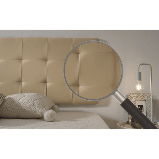 Cabeceira para cama 130, capitonê, xadrez, couro sintético, 152 x 57 x 5 cm, bege claro
