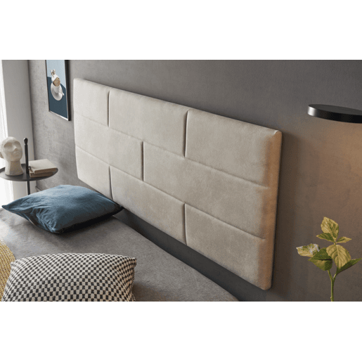 Cabeceira para cama 160 Bricks em tecido resistente a manchas, 162 x 57 x 5, efeito granito branco-sujo