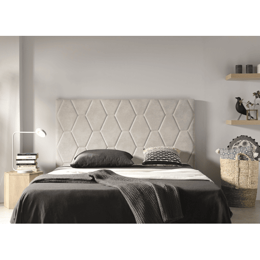 Cabeceira Agate para cama de 105 cm, tecido branco-creme, 115 x 115 x 8 cm. Matris