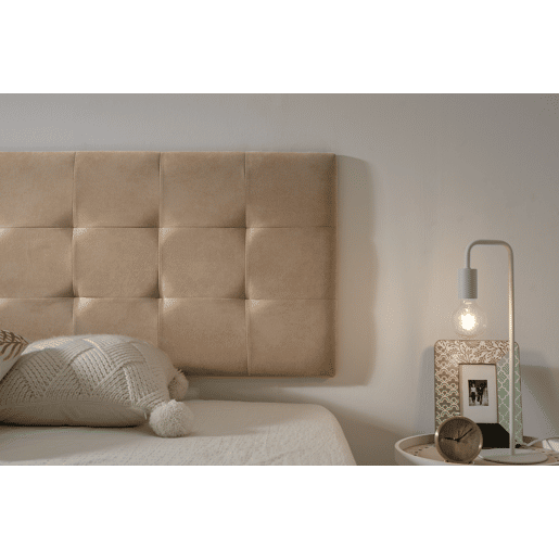 Cabeceira de cama de 90 cm com tecido xadrez capitonê, resistente a manchas, 112 x 57 x 5 cm, bege claro