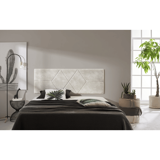 Cabeceira com padrão de 150 diamantes, tecido resistente a manchas, 152x57x5cm, branco-creme, efeito granito