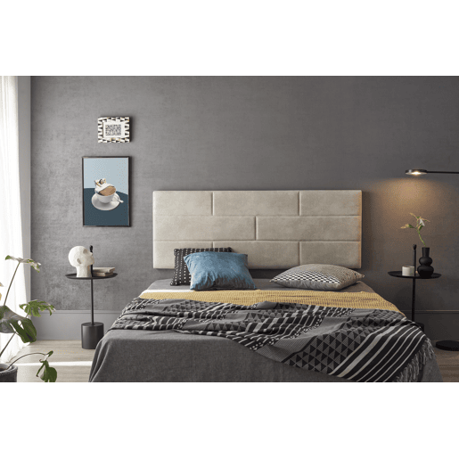 Cabeceira de tecido resistente a manchas, 100 Bricks, 112 x 57 x 5 cm, efeito granito branco-creme.