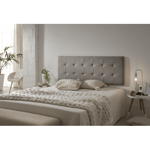 Cabeceira para cama 150, capitonê, xadrez, couro sintético, 152x57x5cm, cinza
