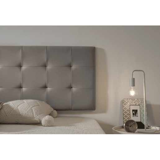 Cabeceira para cama 150, capitonê, xadrez, couro sintético, 152x57x5cm, cinza