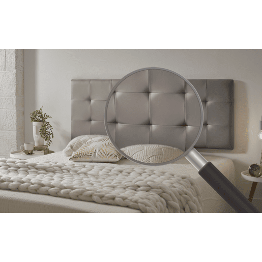 Cabeceira para cama 150, capitonê, xadrez, couro sintético, 152x57x5cm, cinza