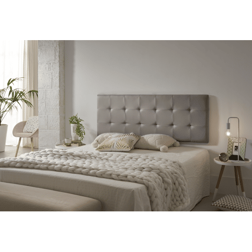 Cabeceira para cama 110, capitonê, xadrez, couro sintético, 112x57x5cm, cinza