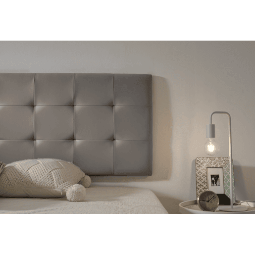Cabeceira para cama 110, capitonê, xadrez, couro sintético, 112x57x5cm, cinza