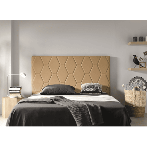 Cabeceira Agate para cama de 120cm em couro sintético cor camelo, 154x115x8. Matris