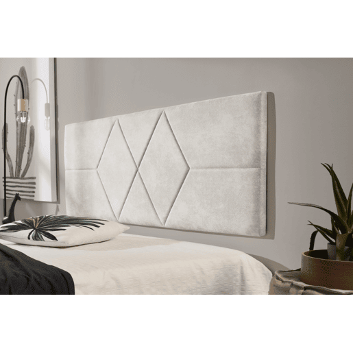 Cabeceira com padrão de 110 diamantes, tecido resistente a manchas, 112x57x5cm, branco-creme, efeito granito