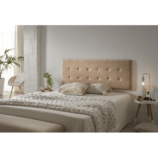 Cabeceira de cama de 160 cm com estampa xadrez, tecido resistente a manchas, 162 x 57 x 5 cm, bege claro