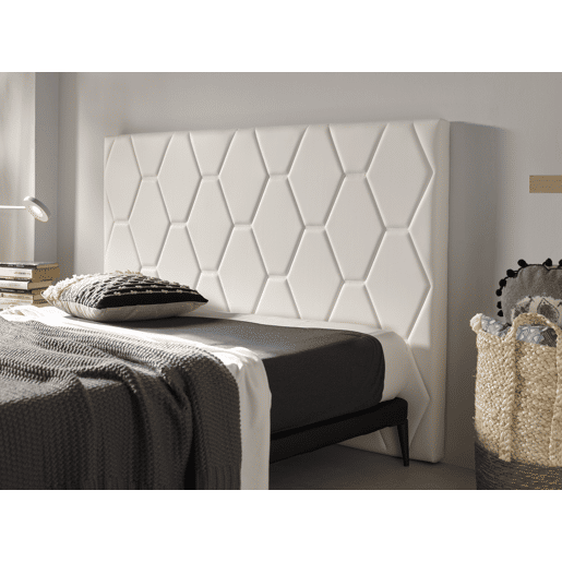 Cabeceira Agate para cama de 160 cm em couro sintético branco, 165 x 115 x 8 cm. Matris
