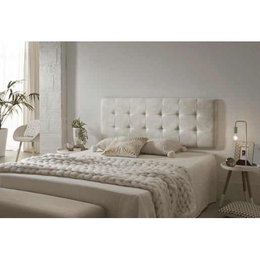 Cabeceira de cama de 120 cm com estampa xadrez, tecido resistente a manchas, 152 x 57 x 5 cm, branco-creme