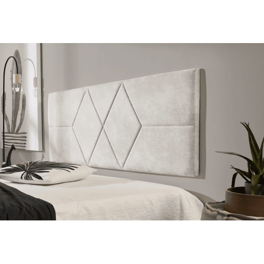 Cabeceira para cama com estampa de 135 diamantes, tecido resistente a manchas, 152 x 57 x 5 cm, efeito granito branco-creme.