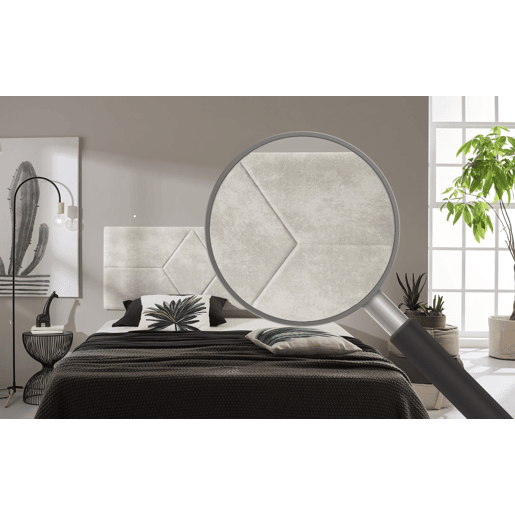 Cabeceira para cama com estampa de 135 diamantes, tecido resistente a manchas, 152 x 57 x 5 cm, efeito granito branco-creme.