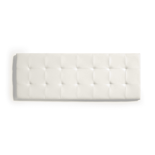 Cabeceira para cama 135 Capitone em couro sintético xadrez, 152 x 57 x 5 cm, branca
