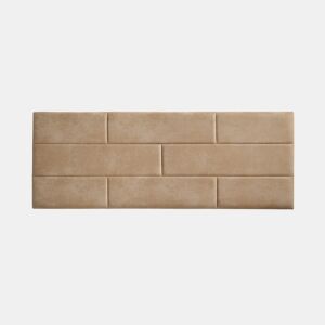 Cabeceira para cama 120 em tecido resistente a manchas com estampa de parede de tijolos, 152 x 57 x 5 cm, bege claro