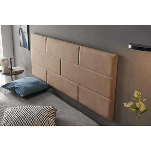Cabeceira para cama 120 em tecido resistente a manchas com estampa de parede de tijolos, 152 x 57 x 5 cm, bege claro