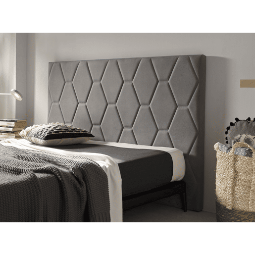 Cabeceira Agate para cama de 150cm em tecido cinza 154x115x8. Matris