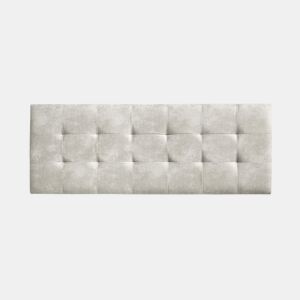 Cabeceira de cama 105 com estofamento capitonê em tecido xadrez resistente a manchas, 112 x 57 x 5 cm, branco-creme