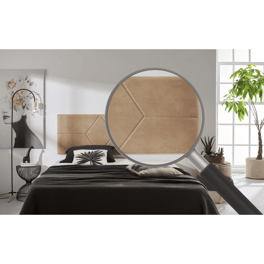 Cabeceira para cama 150 com estampa de dois diamantes, tecido resistente a manchas, 152 x 57 x 5 cm, bege claro.