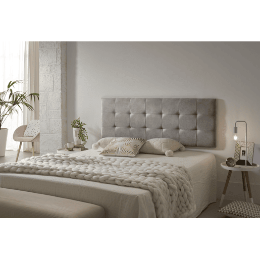 Cabeceira de cama 105 com capitonê, estampa xadrez, tecido resistente a manchas, 112 x 57 x 5 cm, cinza