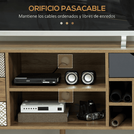 HOMCOM Móvel de TV com Prateleira de Armazenamento 4 Gavetas e Pés de Metal Móvel de TV para Televisores de até 50 Polegadas para Escritório 120x39x64cm Marrom